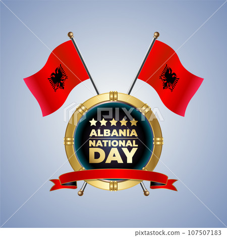Small National flag of Albania on Circle With garadasi color background 107507183