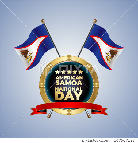 Small National flag of American Samoa on Circle With garadasi color background Small National flag of American Samoa on Circle With garadasi color background 107507185