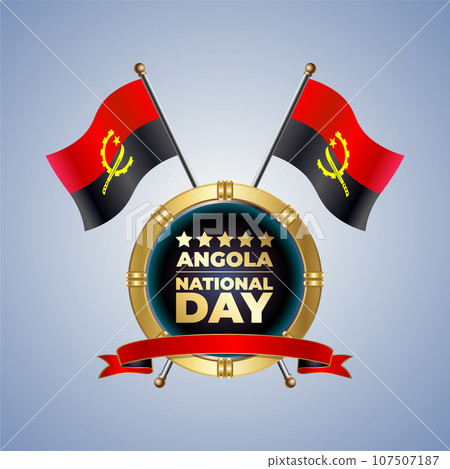 Small National flag of Angola on Circle With garadasi color background Small National flag of Angola on Circle With garadasi color background 107507187