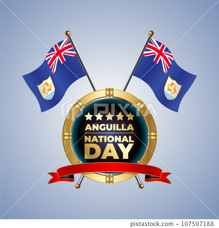 Small National flag of Anguilla on Circle With garadasi color background 107507188