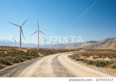 Wind turbines in the desert 107507257
