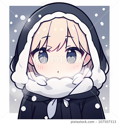 A girl breathing white from the cold A girl breathing white from the cold 107507313