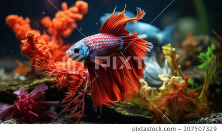 Aquarium Siamese fighting fish Aquarium Siamese fighting fish 107507329
