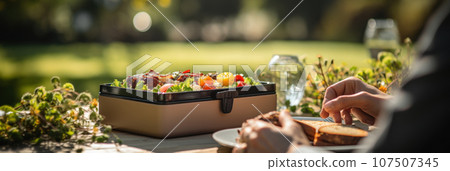 Office workers have lunch in the park Office workers have lunch in the park 107507345