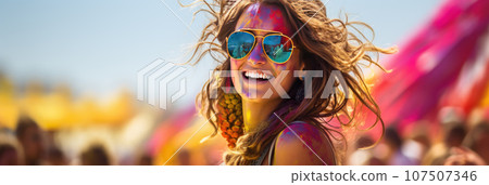 Painted people in Holi festival Painted people in Holi festival 107507346