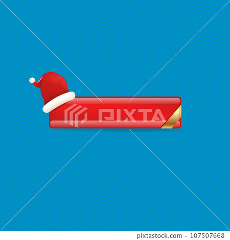 Blank red christmas banner with button and santa hat isolated on blue background. Vector modern Christmas greeting card, poster and label design template. Christmas social media post template Blank red christmas banner with button and santa hat isolated on blue background. Vector modern Christmas greeting card, poster and label design template. Christmas social media post template 107507668