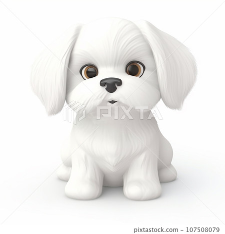 White maltese funny cute dog 3d illustration on white, unusual avatar, cheerful pet White maltese funny cute dog 3d illustration on white, unusual avatar, cheerful pet 107508079
