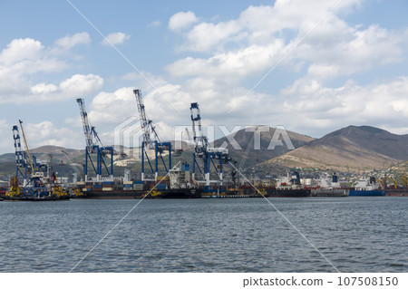 Novorossiysk, Russia 08.18.2023. Port cranes, Black Sea, port, Krasnodar Territory, Novorossiys 107508150