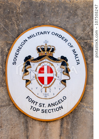 Malta, Birgu, Diplomatic crest of the Order of Malta in the Fort Saint Angel 107508247