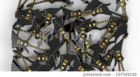 Heap of electric guitars isolated on white background. Heap of electric guitars isolated on white background. 107509288