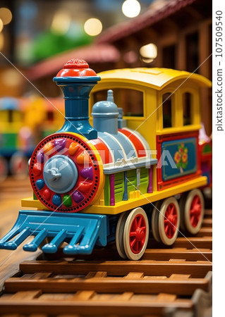Toy train: playful, colorful, and great for children's entertainment Toy train: playful, colorful, and great for children's entertainment 107509540