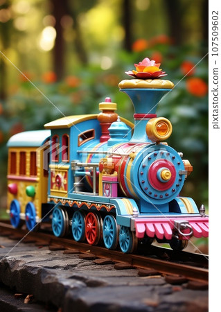 Toy train: playful, colorful, and great for children's entertainment Toy train: playful, colorful, and great for children's entertainment 107509602