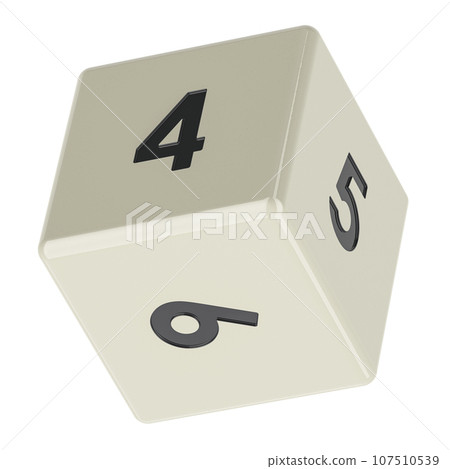 White six sides dice, 3D rendering White six sides dice, 3D rendering 107510539