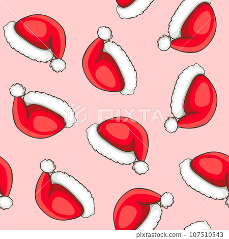 Christmas seamless pattern with Santa Claus hat.-插圖素材 [107510543] - PIXTA圖庫