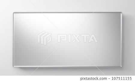 Silver Creative Abstract Geometric Frame. Textured photorealistic mount. Abstract Bright Surface Geometrical Horizontal Background. Ai Generated Photo frame with copy space. 107511155