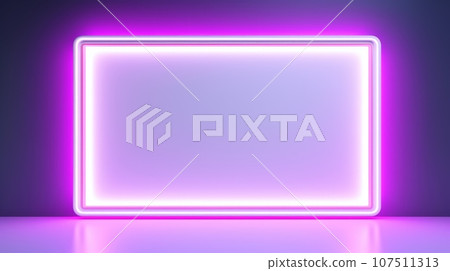 LED Creative Abstract Geometric Frame. Textured photorealistic mount. Abstract Bright Surface Geometrical Horizontal Background. Ai Generated Photo frame with copy space. LED Creative Abstract Geometric Frame. Textured photorealistic mount. Abstract Bright Surface Geometrical Horizontal Background. Ai Generated Photo frame with copy space. 107511313