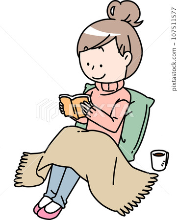 A woman relaxing by reading A woman relaxing by reading 107511577