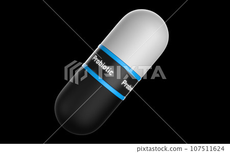 Abstract futuristic pill macro on black background Abstract futuristic pill macro on black background 107511624