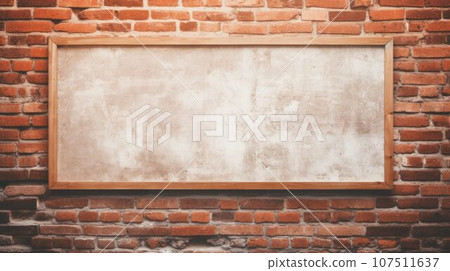 Ancient Brick Creative Abstract Geometric Frame. Textured photorealistic mount. Abstract Bright Surface Geometrical Horizontal Background. Ai Generated Photo frame with copy space. 107511637