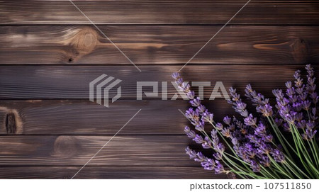 Aromatic Lavender Herbs Photorealistic Horizontal Background. Healthy Vegetarian Diet. Ai Generated Background with Delicious Aromatic Lavender Herbs On Wooden Countertop with Copy Space. Aromatic Lavender Herbs Photorealistic Horizontal Background. Healthy Vegetarian Diet. Ai Generated Background with Delicious Aromatic Lavender Herbs On Wooden Countertop with Copy Space. 107511850