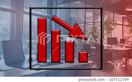 office background out of focus a stock technical graph in negative red 107512704