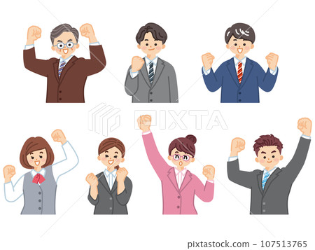 Illustration material of a business person who is happy with a fist pump 107513765
