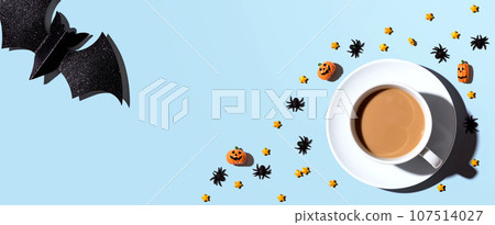 Halloween theme with a cup of coffee Halloween theme with a cup of coffee 107514027