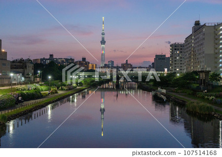 Landscape with Skytree at sunset Landscape with Skytree at sunset 107514168