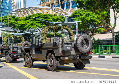 Military vehicles on display during Singapore's Independence Day 107514331