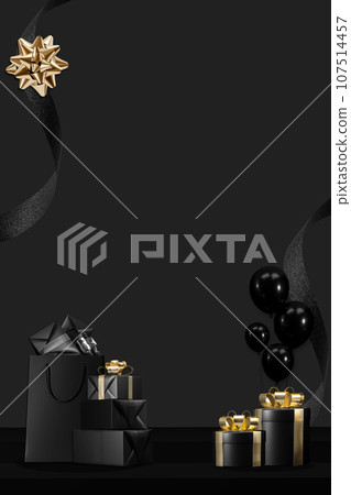 Luxury black friday podium and background. 3D rendering. 107514457