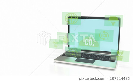The eco icon on Notebook for Environmental technology 3d rendering 107514485