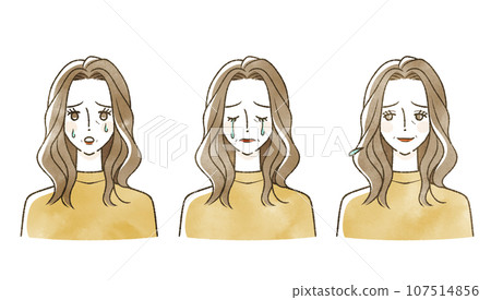 Middle-aged women's facial expression set 107514856