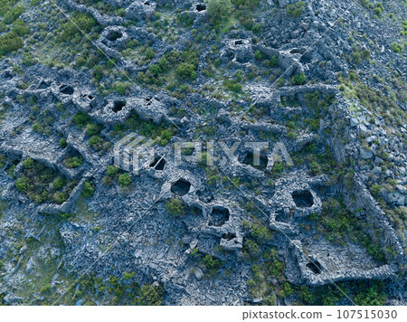 Black prayerstones on top of mountain peak in Garze, SiChuan, China 107515030
