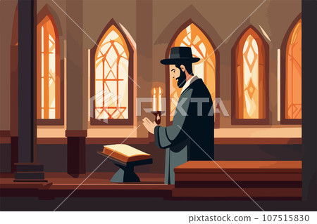 Reading Torah traditional Orthodox Jewish worshiper. Wrapped in tallit 107515830