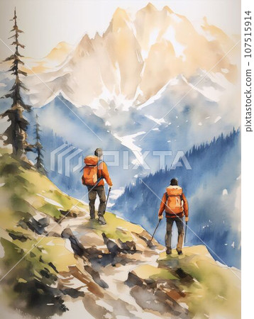 climber climbing a mountain climber climbing a mountain 107515914