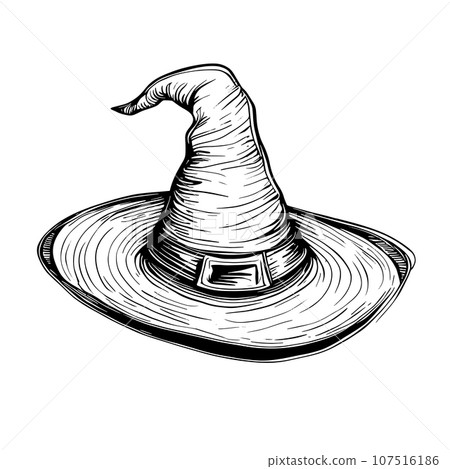 sketch Halloween witch hat fancy. Cute wizard caps cartoon design element isolated, 31 October holiday sketch Halloween witch hat fancy. Cute wizard caps cartoon design element isolated, 31 October holiday 107516186