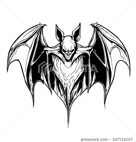 Halloween scary bat sketch close-up Halloween scary bat sketch close-up 107516207