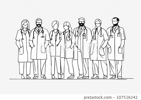 Team of medical professionals, sketch vector illustration. Team of medical professionals, sketch vector illustration. 107516242