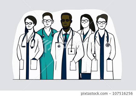 Sketch line art vector of doctors team on background. Vector illustration Sketch line art vector of doctors team on background. Vector illustration 107516256