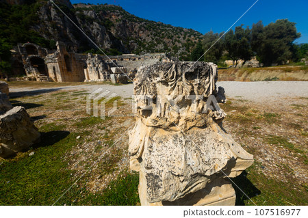 Ruined reliefs of Myra, Antalya Province, Turkey 107516977
