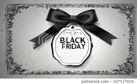 Black friday sale tag with black bow vintage background, sales tag and template shopping label on paper. special offer. vintage. 107517026