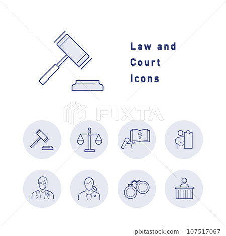 與法律、律師和審判相關的一組顏色圖標 107517067