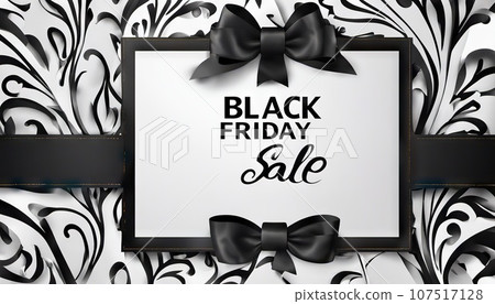 Black friday sale tag with black bow vintage background, sales tag and template shopping label on paper. special offer. vintage. 107517128