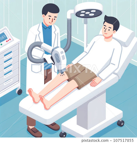 A man who is losing his shin hair and a male doctor A man who is losing his shin hair and a male doctor 107517855