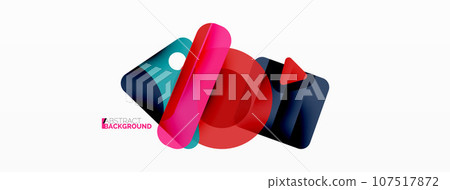 Line, triangle, square and circle primitive composition. Vector geometric minimal abstract background for wallpaper, banner, background, landing page Line, triangle, square and circle primitive composition. Vector geometric minimal abstract background for wallpaper, banner, background, landing page 107517872
