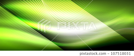 Glowing neon wave abstract background - vibrant, luminescent waves pulsate in a captivating and electrifying display Glowing neon wave abstract background - vibrant, luminescent waves pulsate in a captivating and electrifying display 107518031