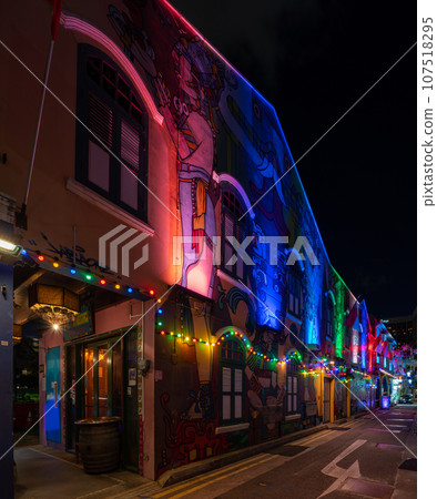 [Singapore] Arab Street Haji Lane, night, no people 107518295