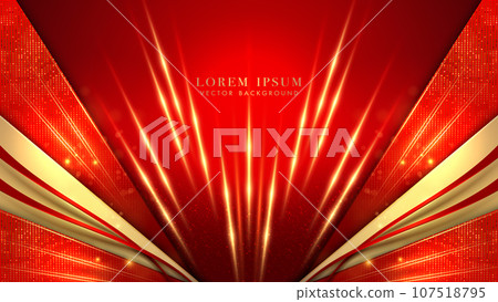 Luxury red background with gold line, red oblique, shiny dots and beam effect decoration. Elegant style vector design concept Luxury red background with gold line, red oblique, shiny dots and beam effect decoration. Elegant style vector design concept 107518795