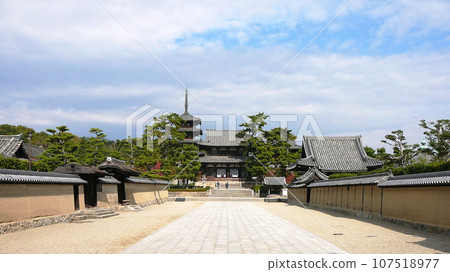 奈良縣/法隆寺西院伽藍參道【世界遺產/國寶】 奈良縣/法隆寺西院伽藍參道【世界遺產/國寶】 107518977