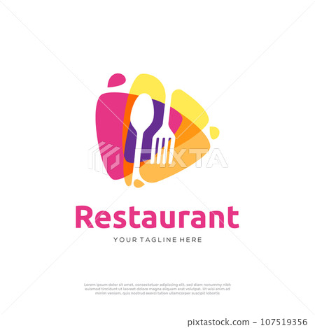 Colorful restaurant healthy food logo design inspiration 107519356